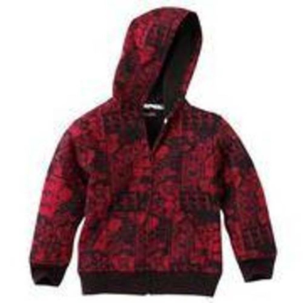 Boys Winter Jacket 4 Red Black Tony Hawk Sherpa Lined Zip Up Hooded